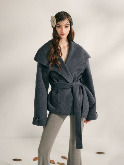 Wool Harmony Double-Faced Short Belted Jacket