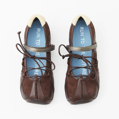 Embroidered Leather Mary Jane Ballet Flats