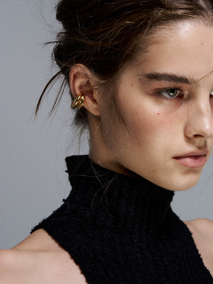 Reshaped Romance Dual-Layer Metal Hoop Earrings