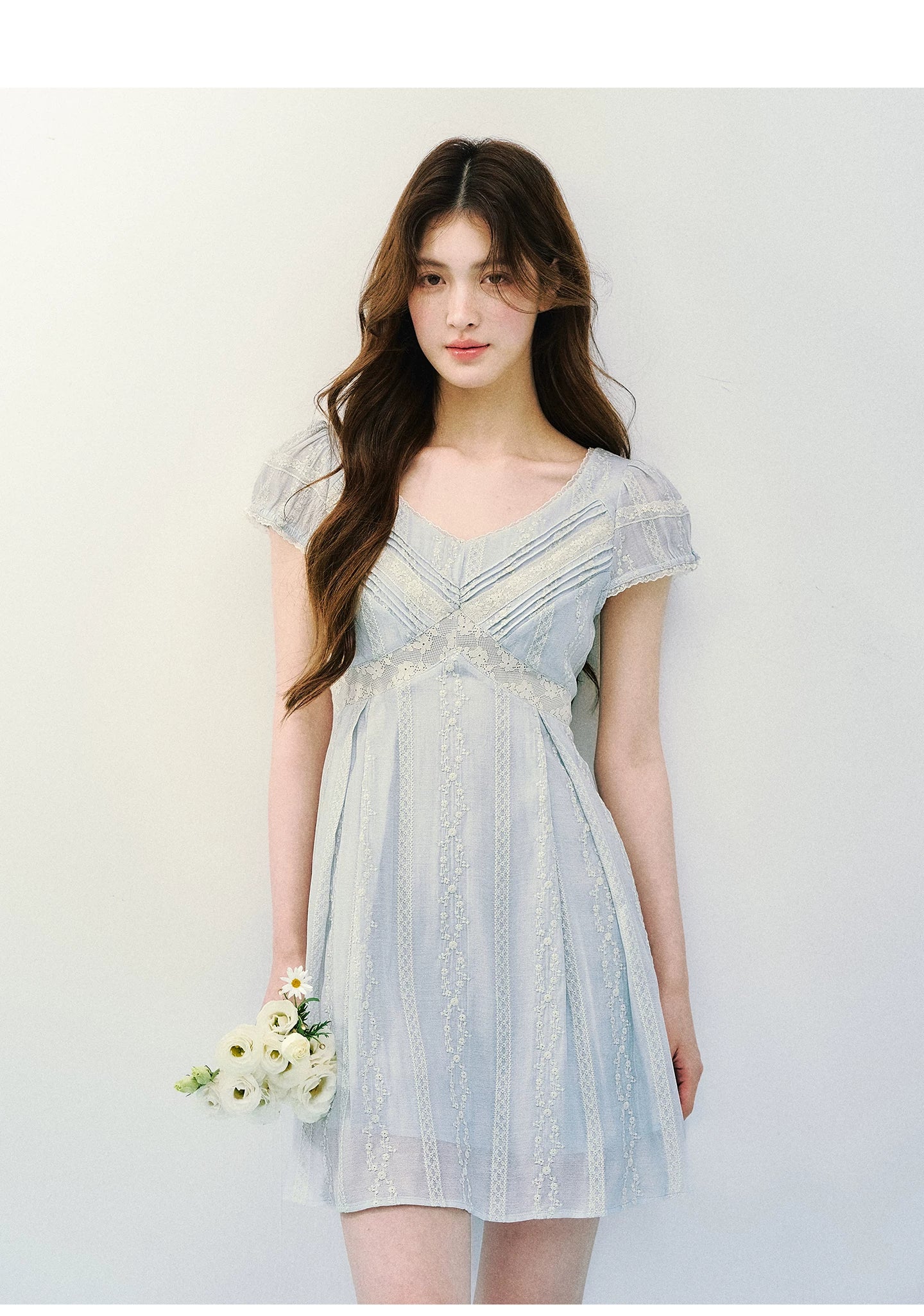 Vintage Lace Panel V-Neck Dress