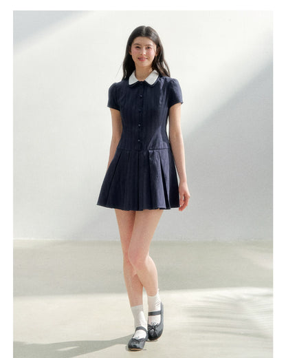Preppy Vintage Short Sleeve Shirt Dress