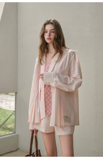 &quot;Perfume Memoir&quot; Tencel Cotton Bow Blouse Set