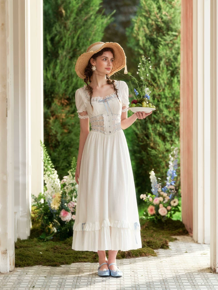Beloved White Pages Corset Maxi Dress