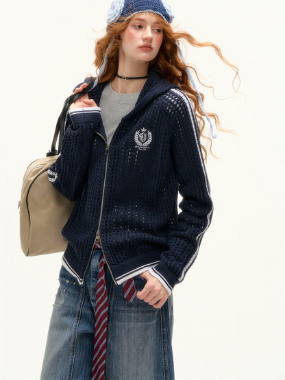 Varsity Embroidered Knit Hoodie
