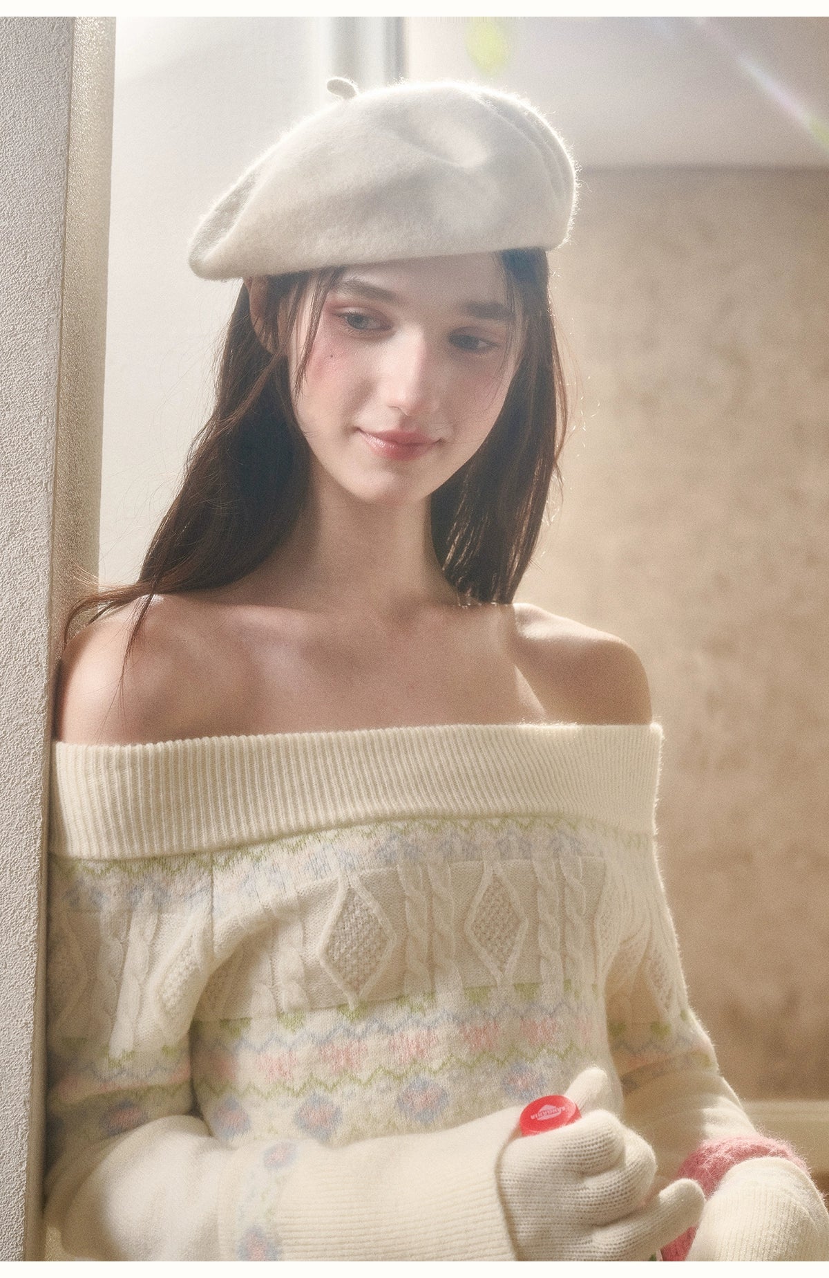 Cosagach Fair Isle Knit Crewneck &amp; Floral Skirt Set