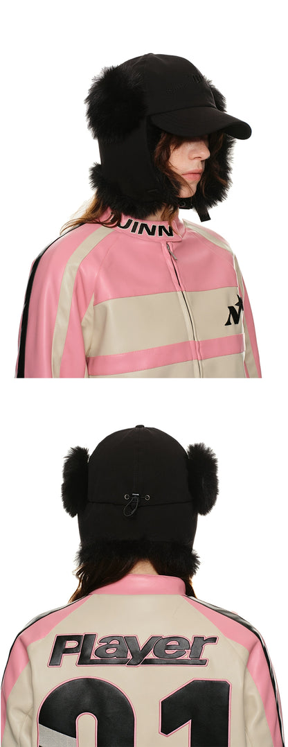 Embroidered Fur Baseball Cap