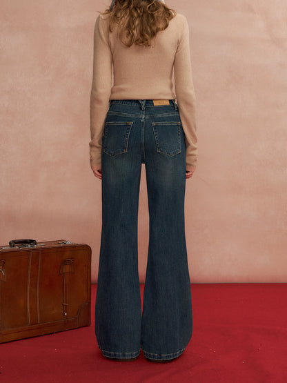 High-Rise Stretch Flared Denim Pants