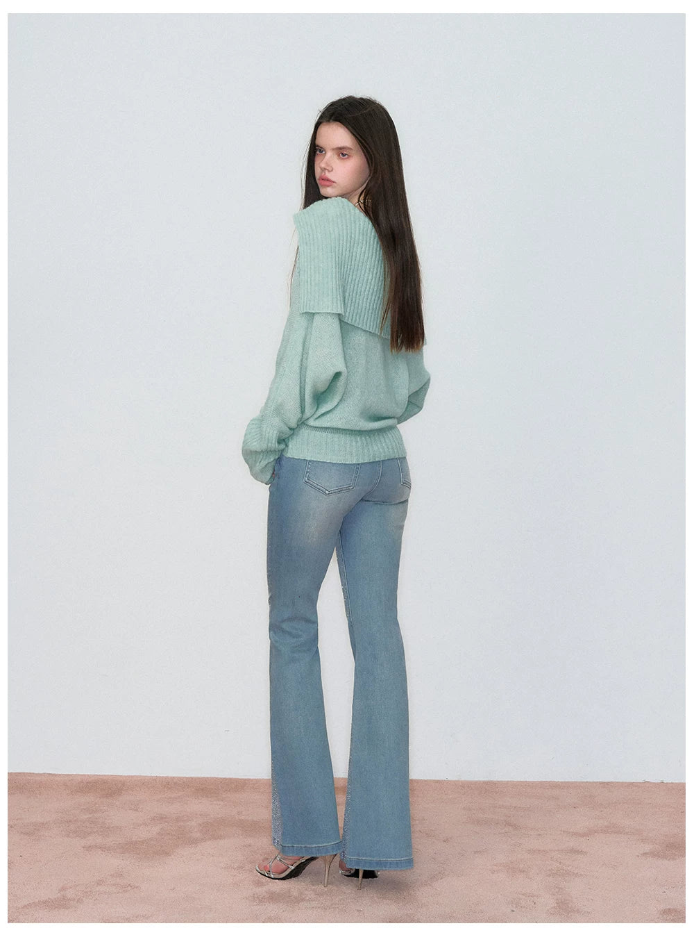 Vintage Rhinestone-Embellished Flared Denim Jeans