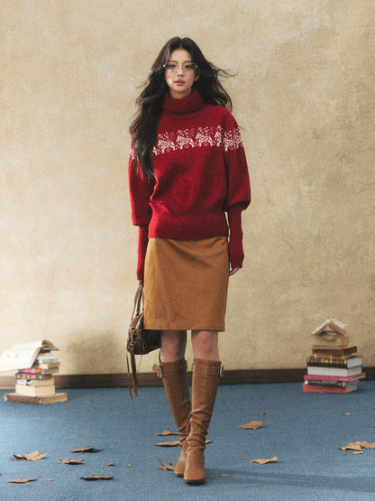 Vintage Faux Suede Midi Skirt