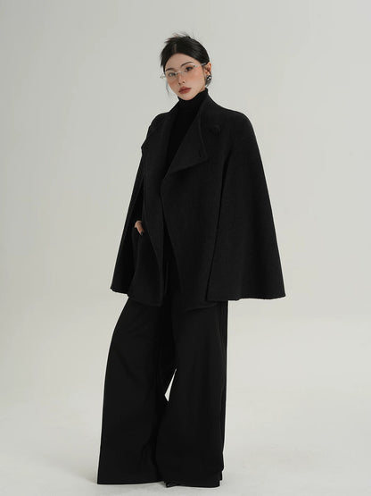 A-Line Cape-Style Double-Faced Wool Jacket