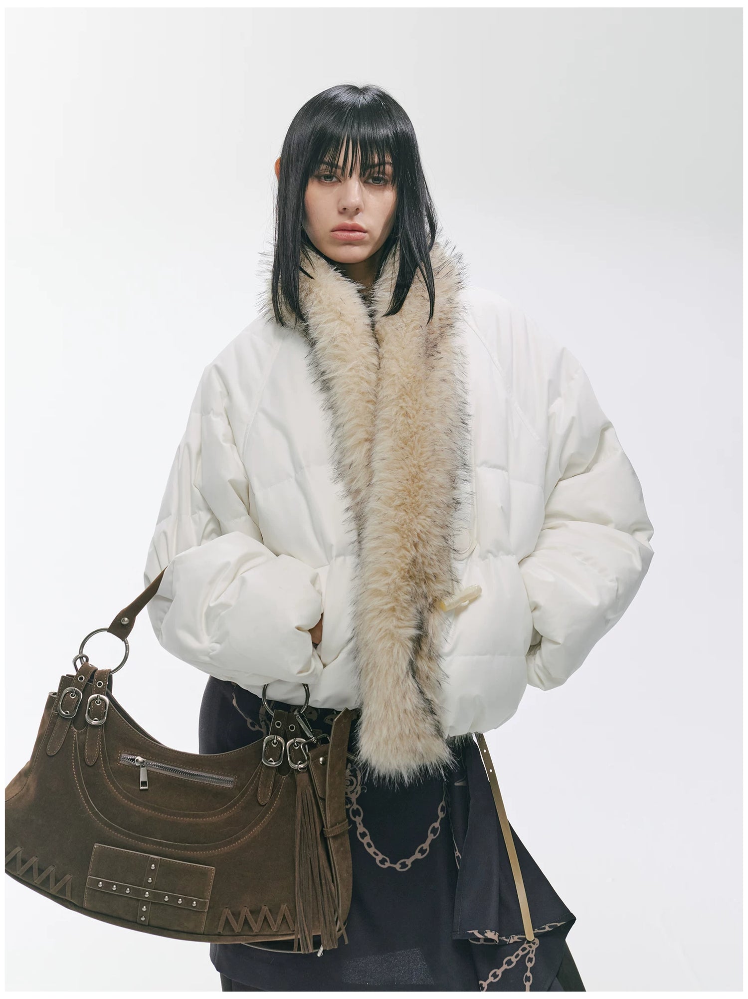 Vintage Studded Fringe Punk Shoulder Bag