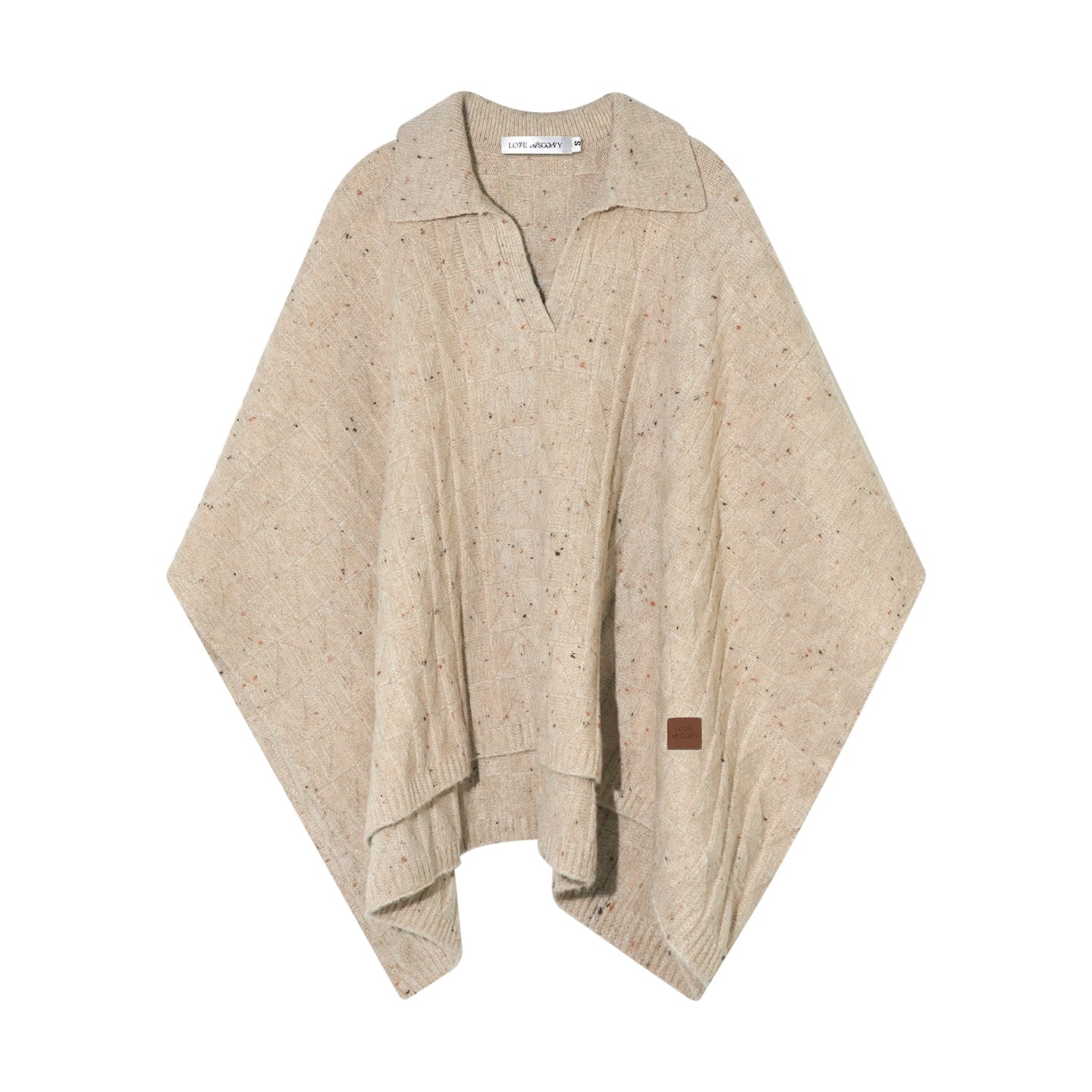 Oatmeal Wool Jacquard Cape Sweater