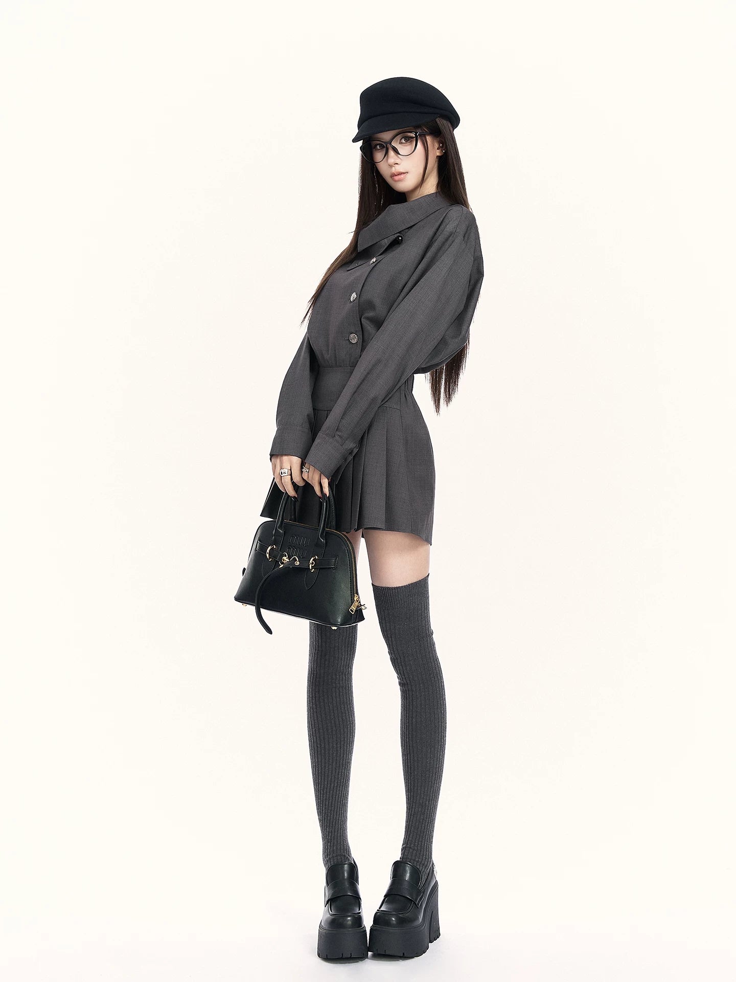 Trench-Inspired Pleated Waist Dress