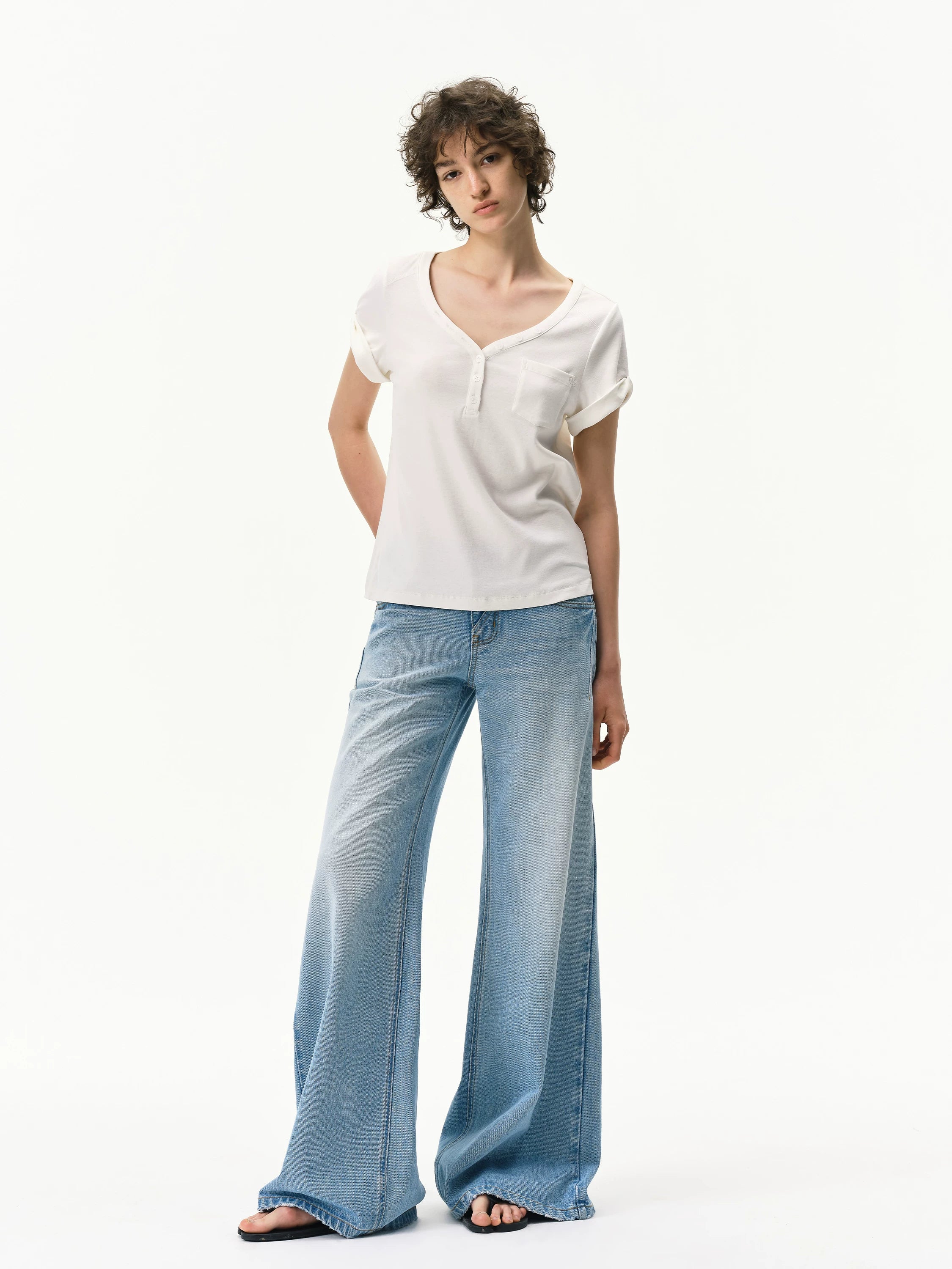 Vintage Light Wash Low-Rise Flared Jeans