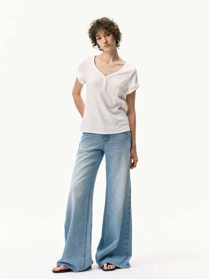 Vintage Light Wash Low-Rise Flared Jeans