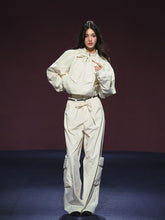 Neckline Tie Striped Sun-Protective Jacket & Pants Set - CHINASQUAD