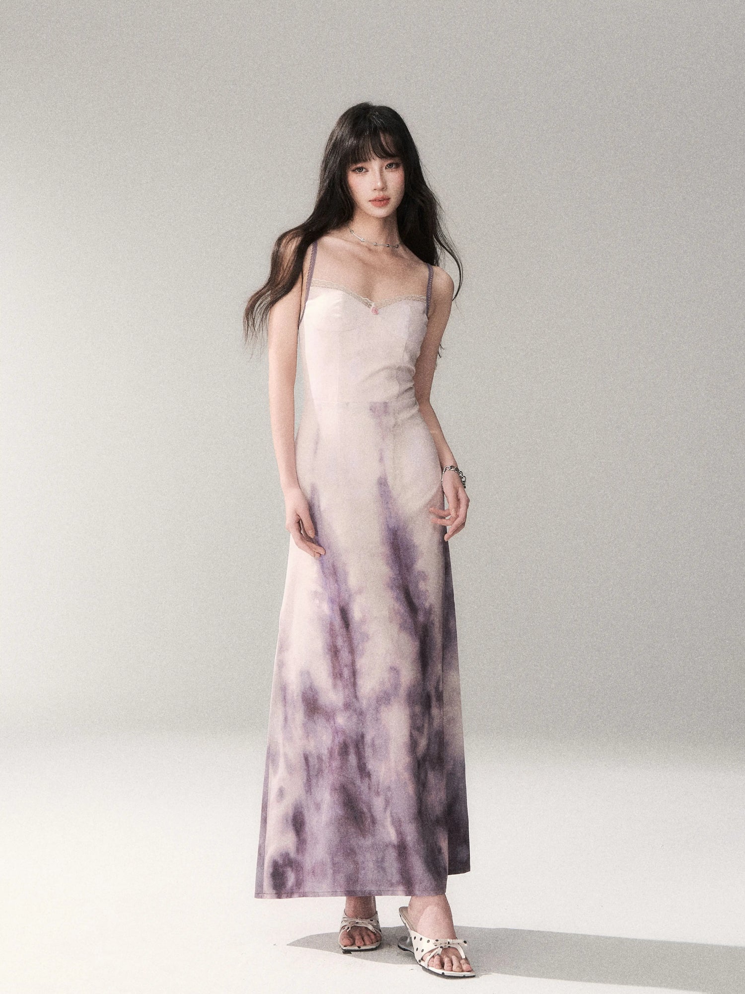 Sunset Lavender Gradient Printed Slip Maxi Dress