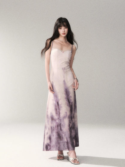 Sunset Lavender Gradient Printed Slip Maxi Dress