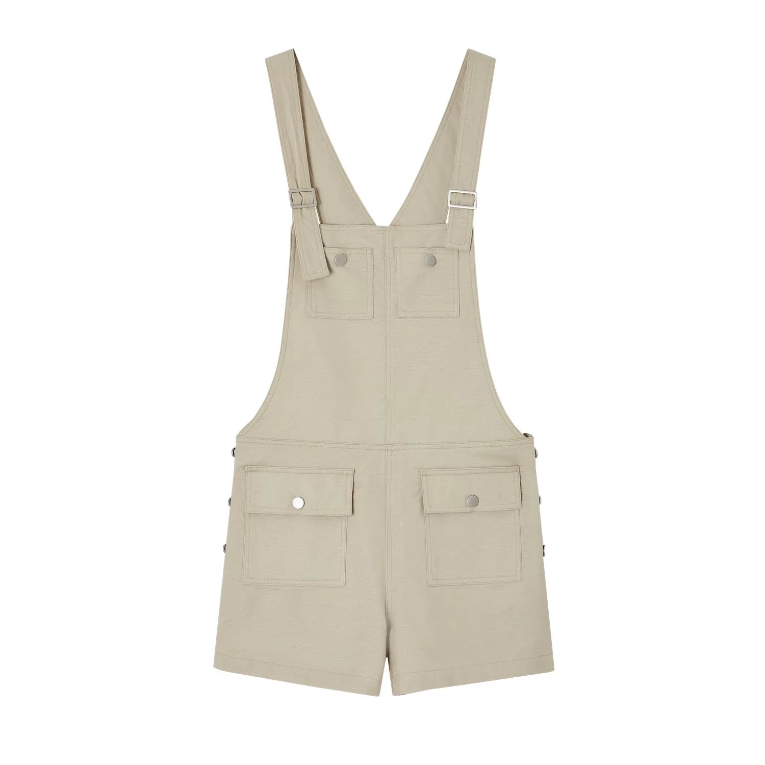 Linen Blend Utility Suspender Shorts