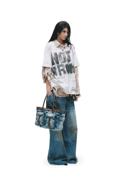 Hand-Sprayed Graffiti Distressed Oversized T-Shirt