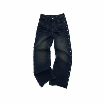 Riveted Vintage Washed Straight-Leg Jeans