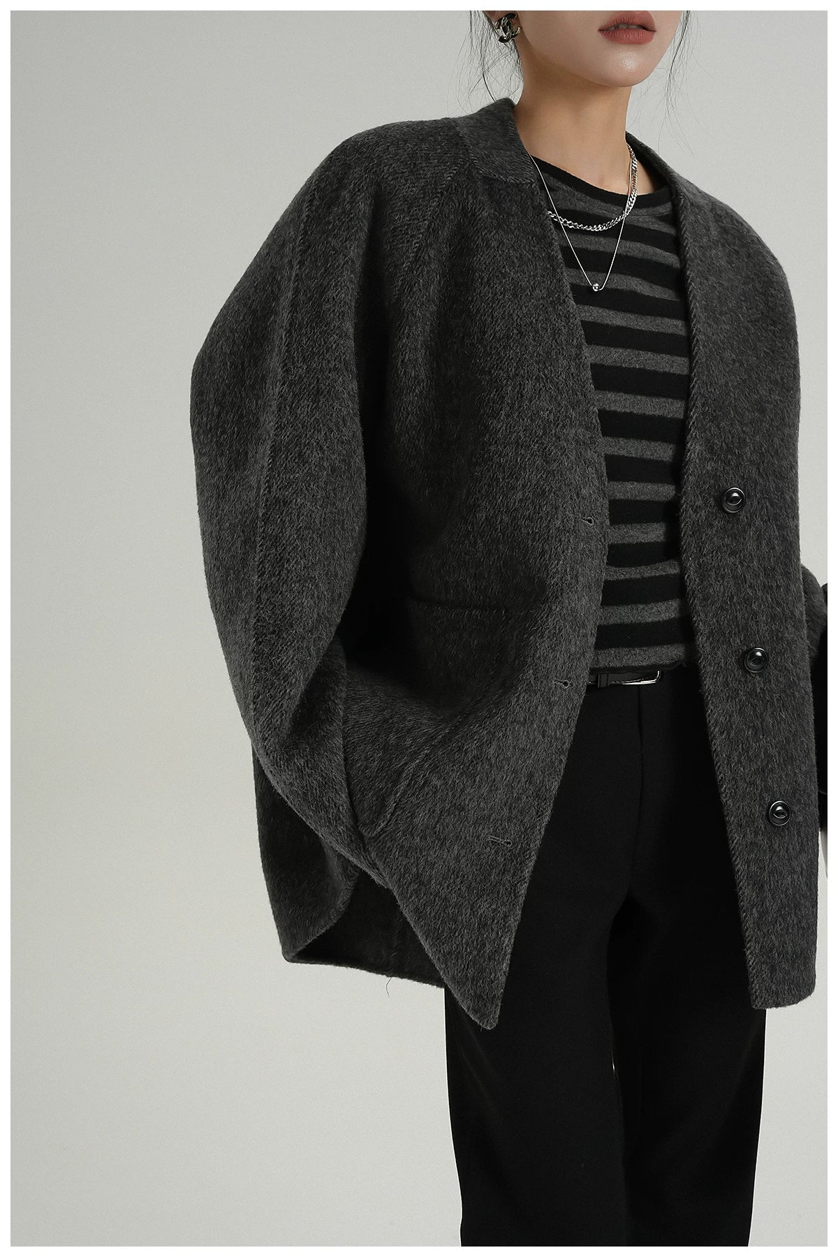 Scarf-Detail Cropped Wool Jacket