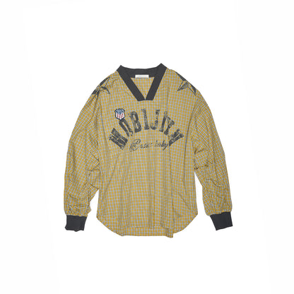 Vintage V-Neck Check Jersey Shirt - CHINASQUAD