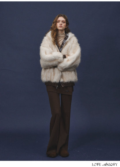 Asgony Asymmetric Layered Flare Knit Pants