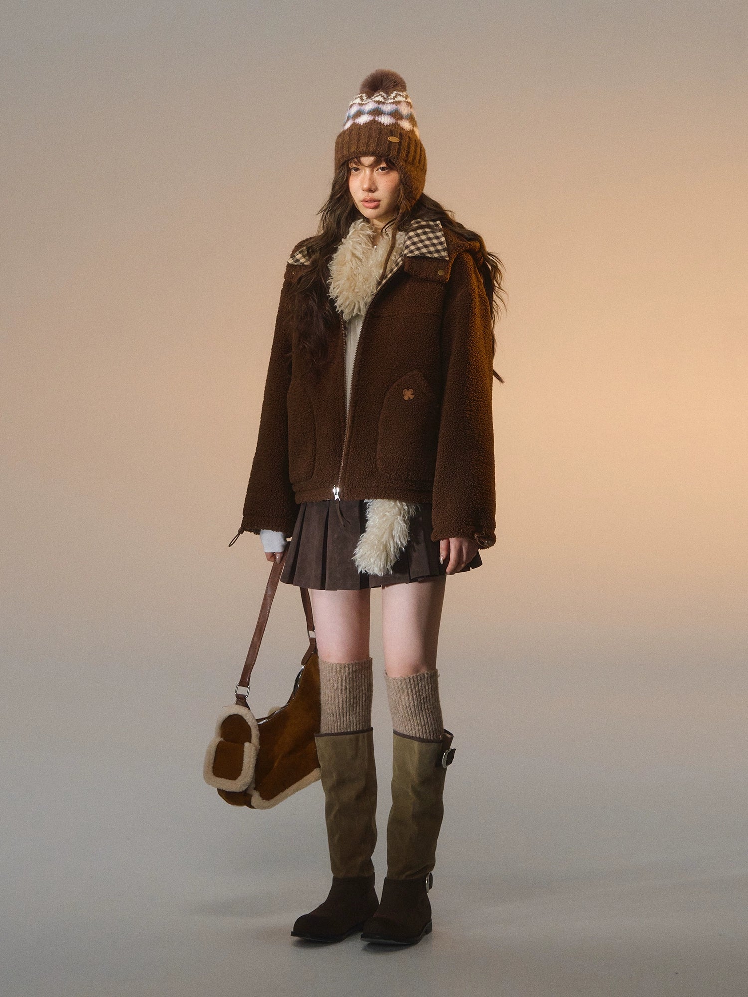 Reversible Plaid Fleece Patchwork Jacket