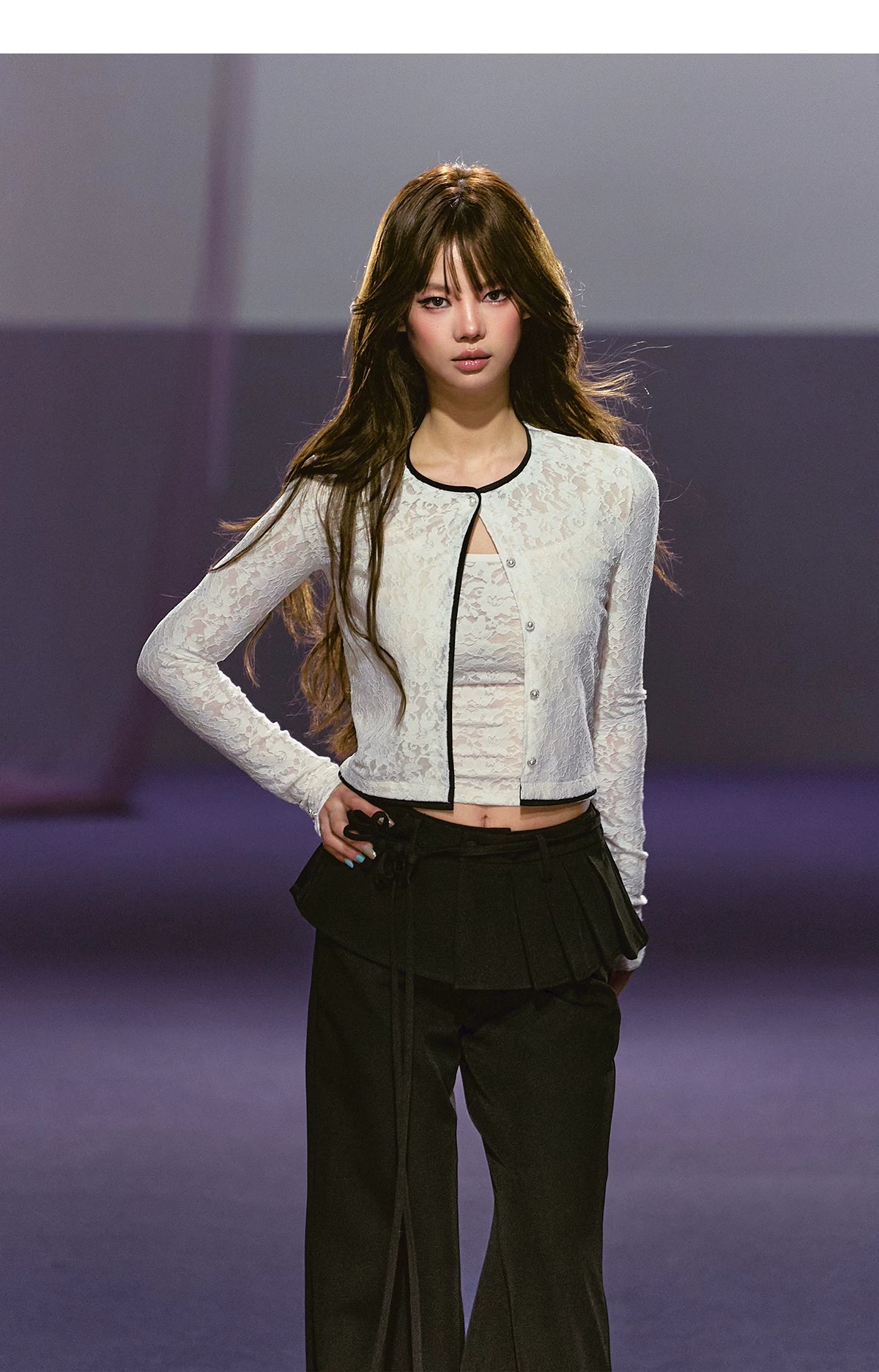 Lace &amp; Satin Layered Cardigan &amp; Lace Camisole