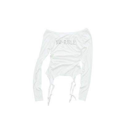 Crystal-Studded Boat-Neck Knit Blouse