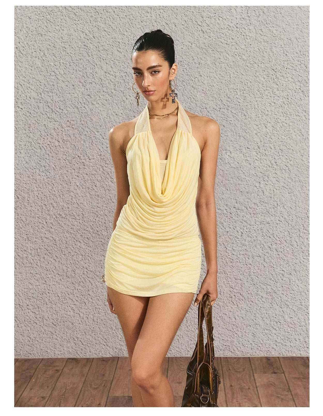 Halter Open-Back Top &amp; Gilded Print Skirt Set