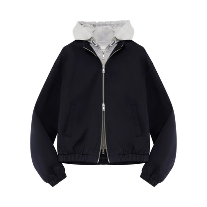 Cotton Stand-Collar Hooded Jacket