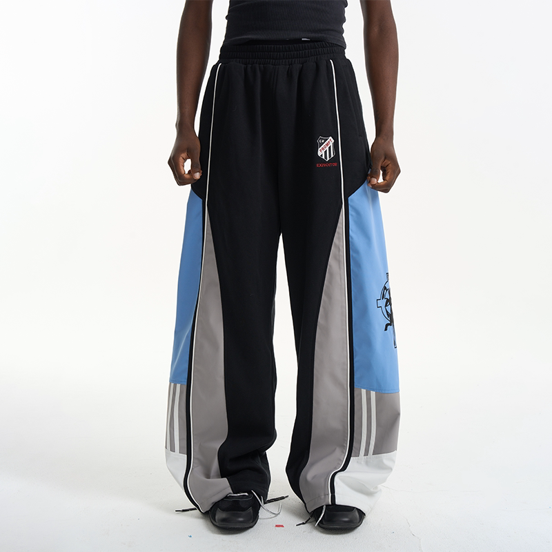 Contrast Panel Embroidered Track Pants