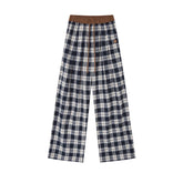 Lazy Plaid Wide-Leg Casual Pants - CHINASQUAD
