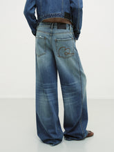 Vintage Blue Washed Wide-Leg Jeans - CHINASQUAD