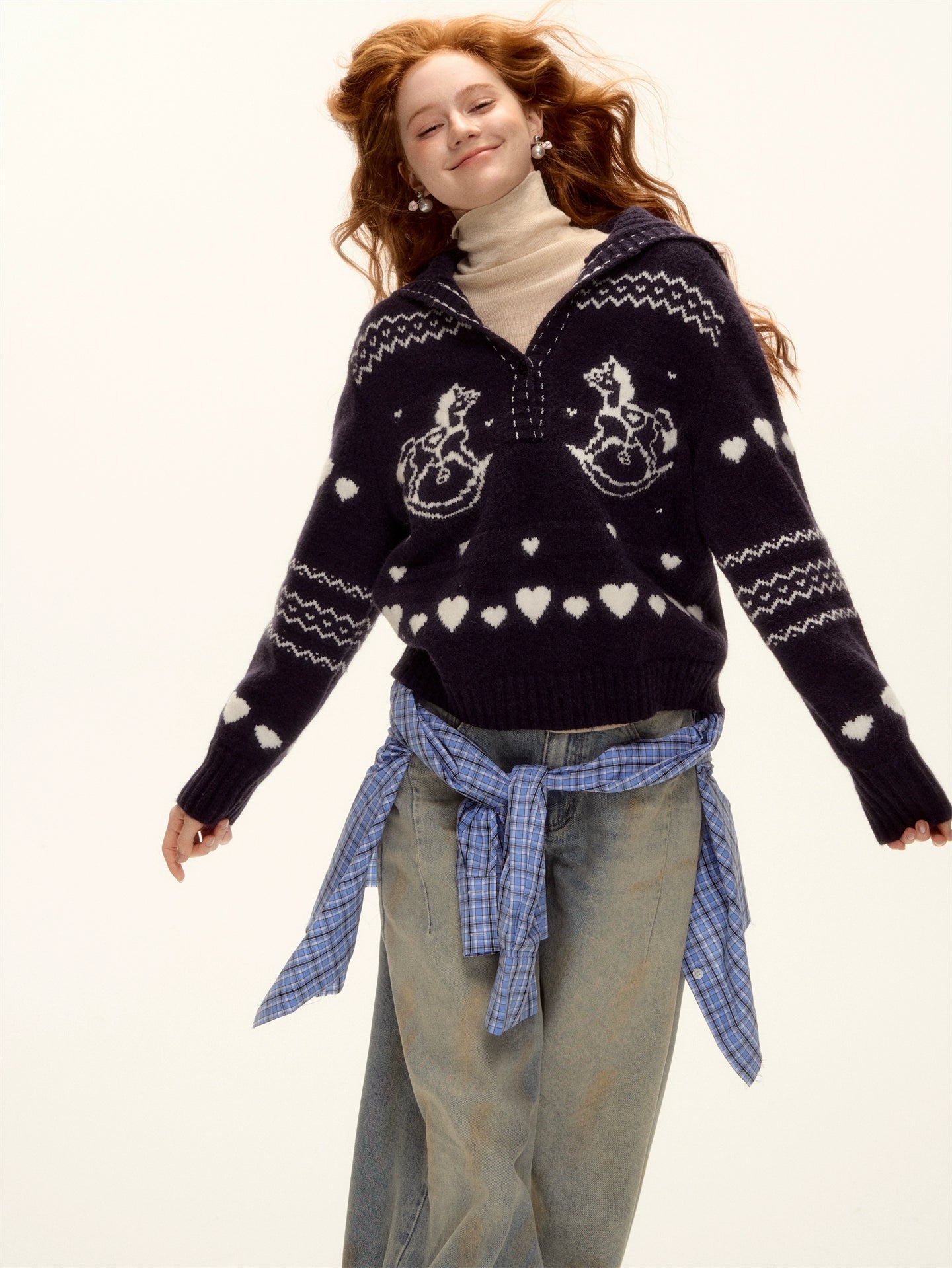 Pony Jacquard Knit Pullover