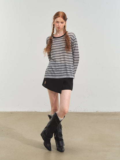 Retro Stripe Versatile Knit T-Shirt
