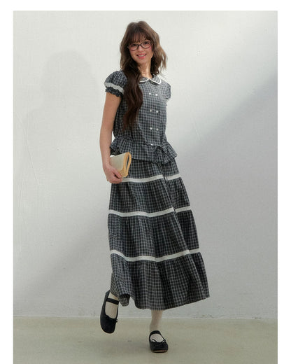 Vintage Plaid Floral Girl Two-Piece Set