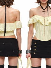 Off-Shoulder Ruffle Corset Rose Top 1Jinn Studio