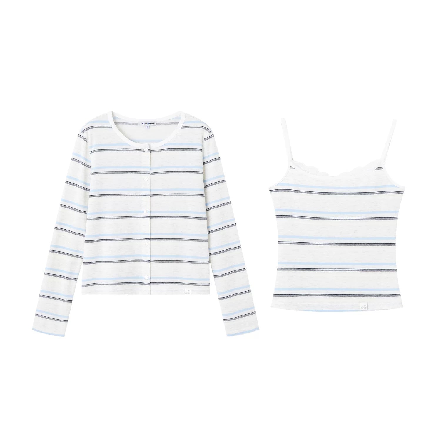 Relaxed Stripe Layered Cardigan Set