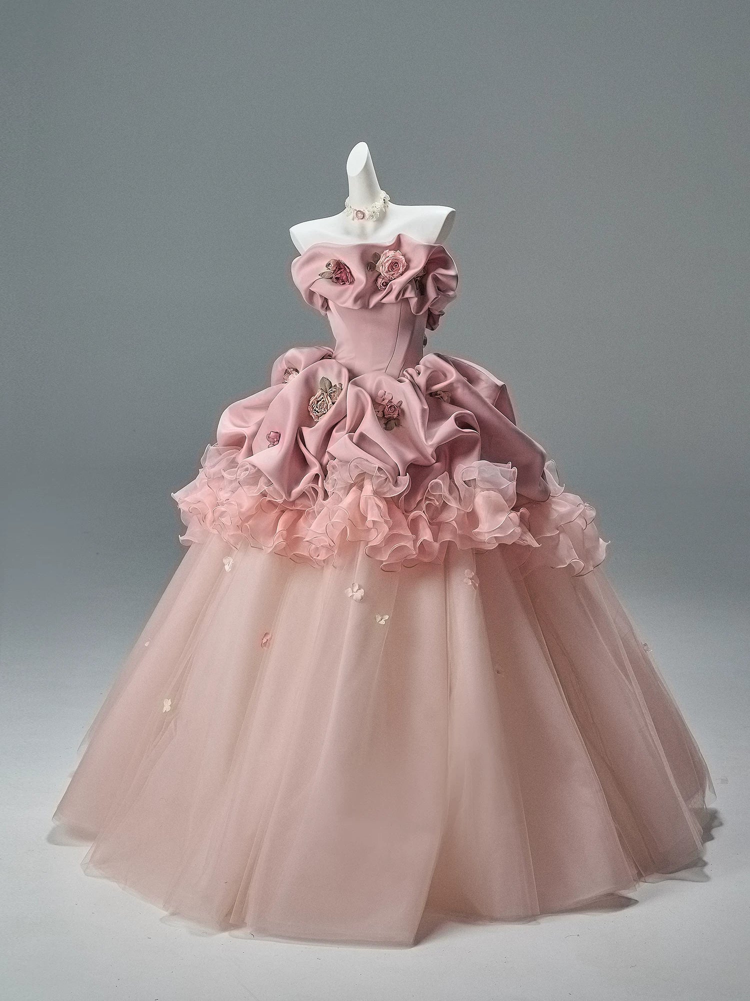 Peach Coco Sculpted Couture Ball Gown