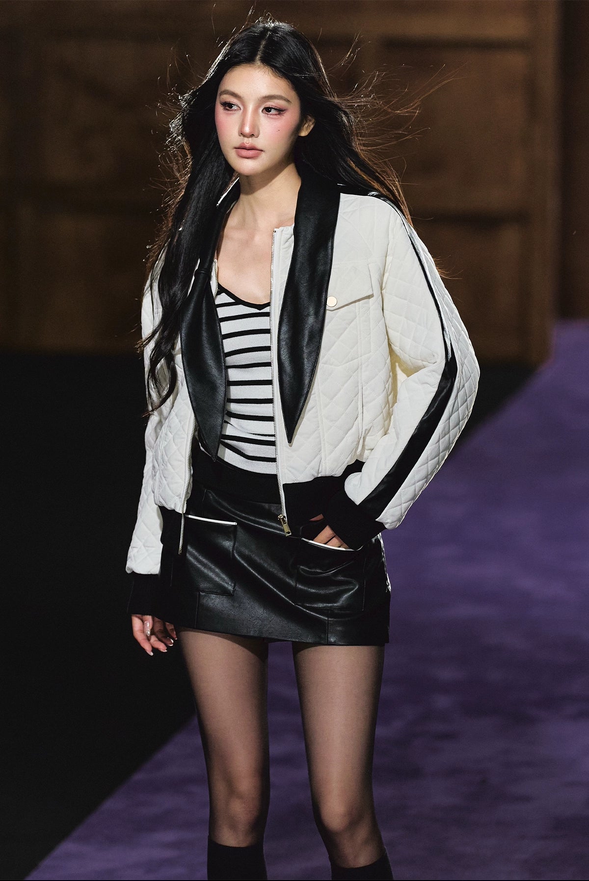 Diamond Quilted Bow-Tie Cotton Padded Jacket