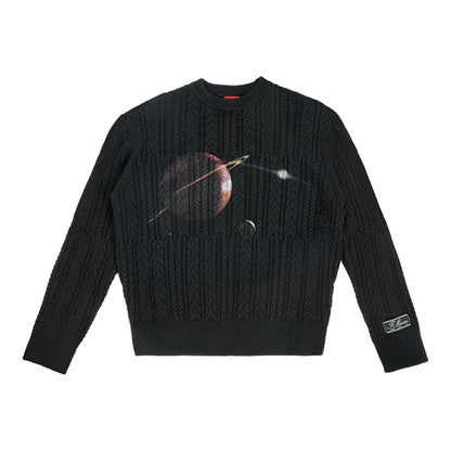 Black Misaligned Crew Neck Sweater - CHINASQUAD