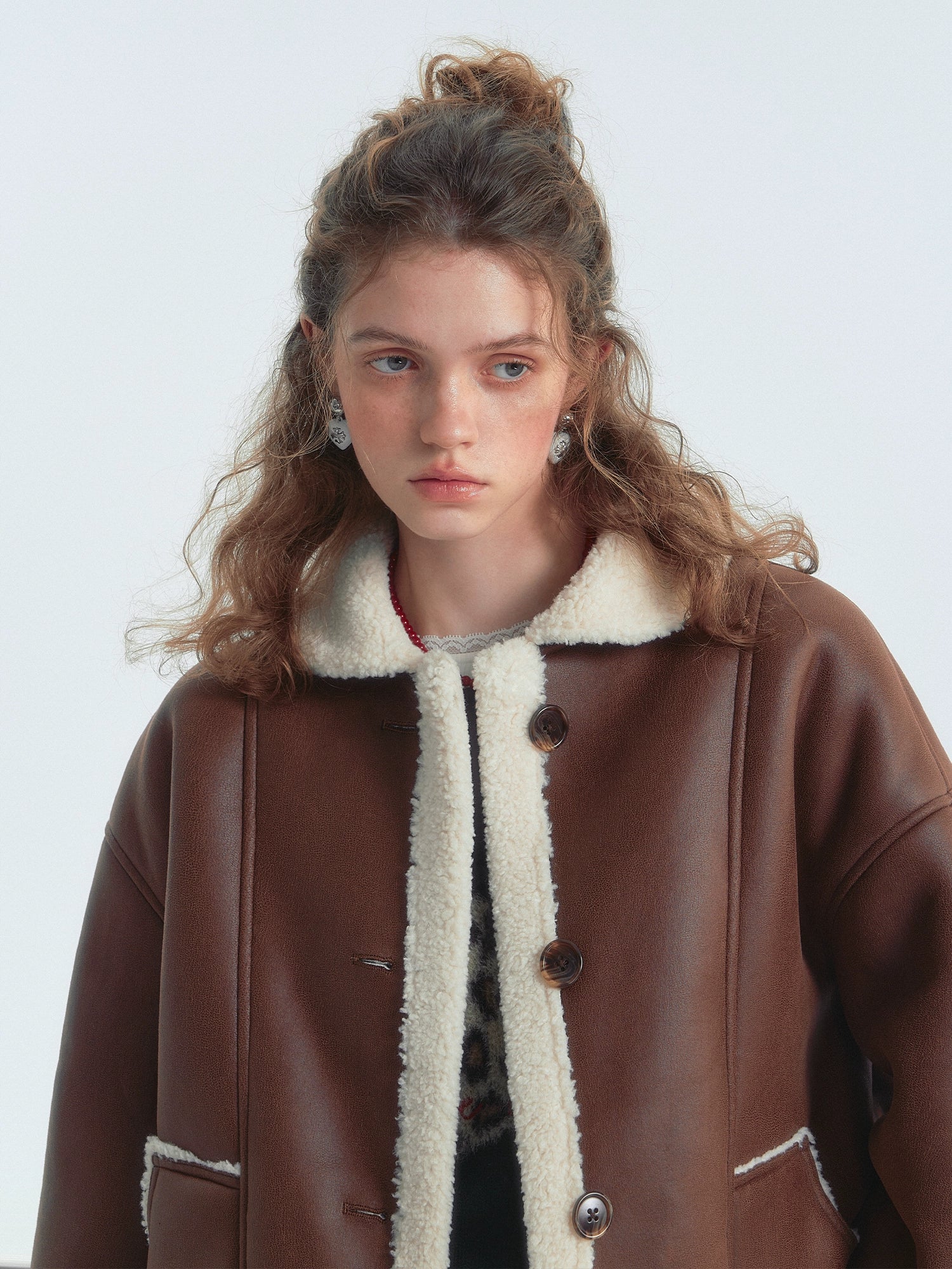 Collar Shearling Crop Jacket