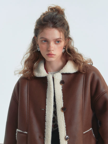 Collar Shearling Crop Jacket