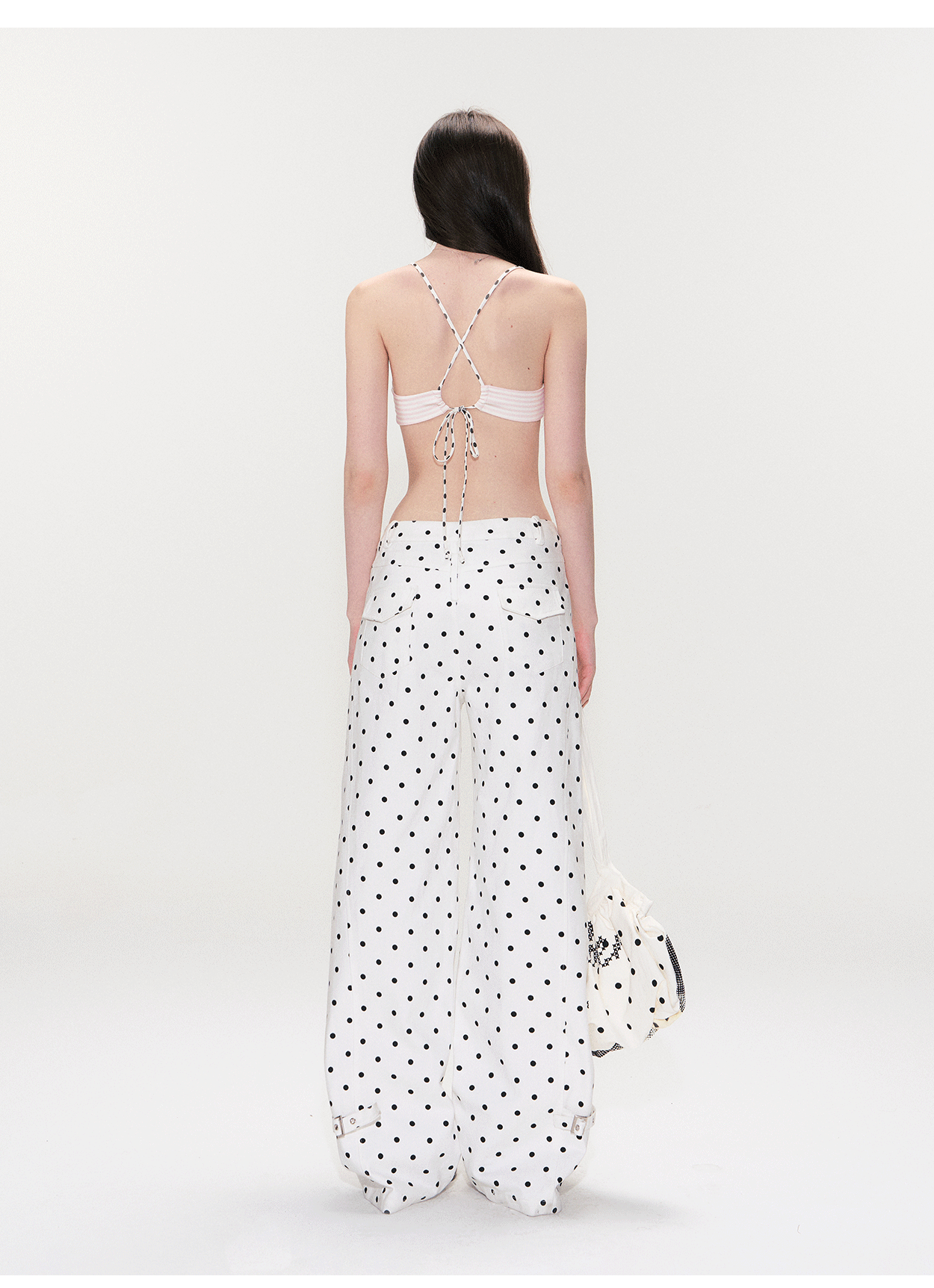 Color-Block Polka Dot Triangle Bralette Top