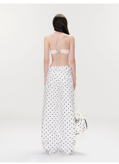 Color-Block Polka Dot Triangle Bralette Top
