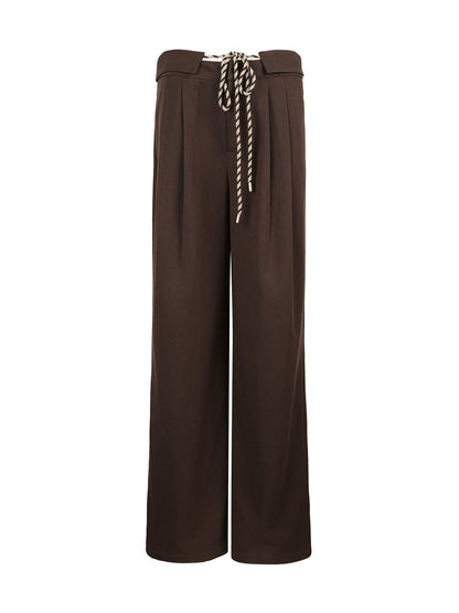 Casual Brown Wide-Leg Pants