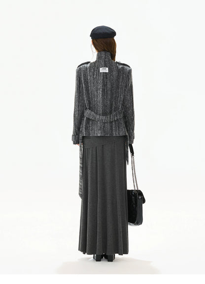 Double-Breasted Belted Wool-Blend Jacket